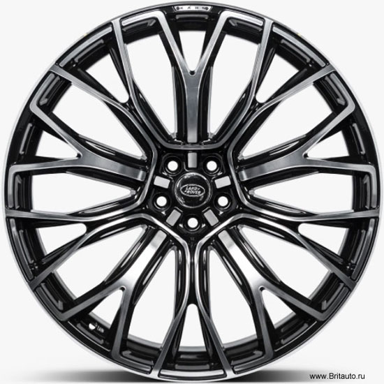 Колесный диск кованый R23 Kahn Type 25 RS Forged Land Rover Defender New 2020 - 2022, Range Rover 2013 - 2022, Range Rover Sport 2014 - 2022, цвет: Diamond Cut on Gloss Black (черный глянцевый с полированными шлицами).