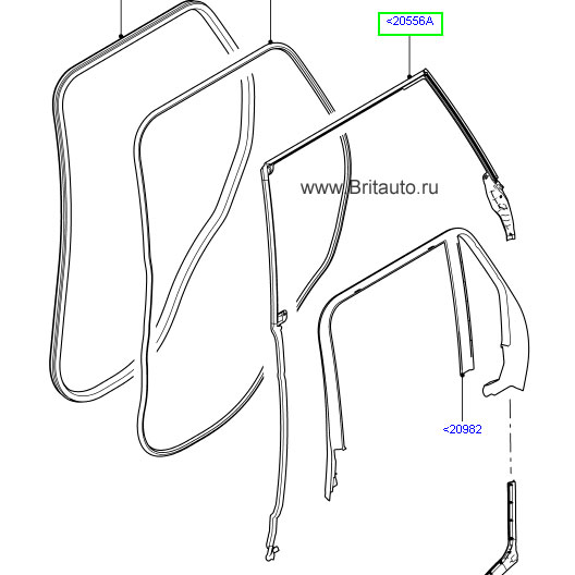Уплотнение правой задней двери range rover 2013 all-new, верхняя секция