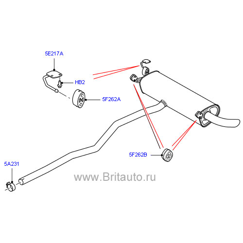 Передний и задний глушители в сборе на lr freelander 2