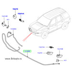 Шланг фароомывателя lr freelander, левый, с омывателем в цвет кузова.