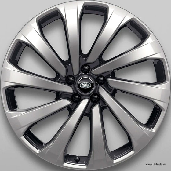 Колесный диск кованый Forged R23 Range Rover Sport 2023 - 2024 и Range Rover 2022 - 2024 SV Autobiogparhy, Style 1079, модель: Pinnacle, цвет: Titan Silver and Dark Gloss Grey (темно-серый, внешние шлицы цвет: титан). Оригинал Land Rover.