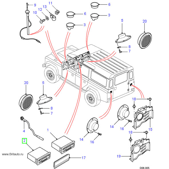 Аудиосистема Clarion на Land Rover Defender, с MP3 плеером, радио, кассетником и CD