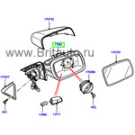 Корпус зеркала заднего вида левого, с датчиком температуры наружного воздуха, с камерой обеспечения видимости, электрохроматическое, с мониторингом мертвых зон, на range rover 2010 - 2012