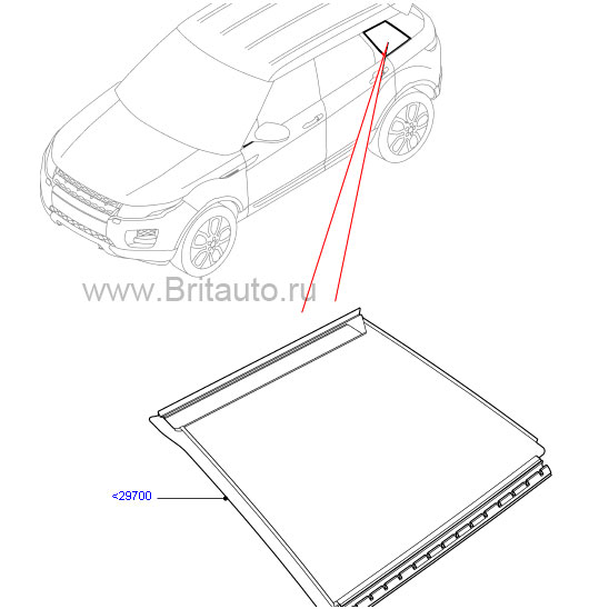 Стекло заднего бокового окна левое range rover evoque