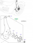Кулак переднего правого колеса Range Rover 2013 - 2019, в сборе с подшипником и ступицей.