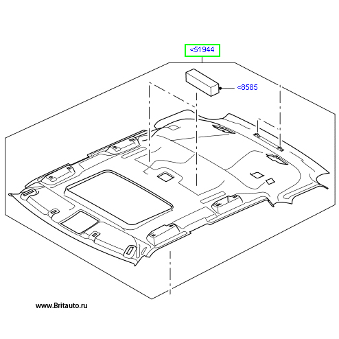 Обшивка потолка Range Rover Sport 2010 - 2013, без люка крыши, с аудиосистемой premium sound