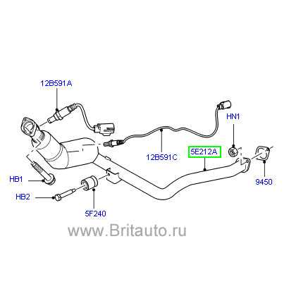 Нисходящий правый трубопровод, катализатор/нейтрализатор, на lr discovery 3,4 и range rover sport 2005 - 2013