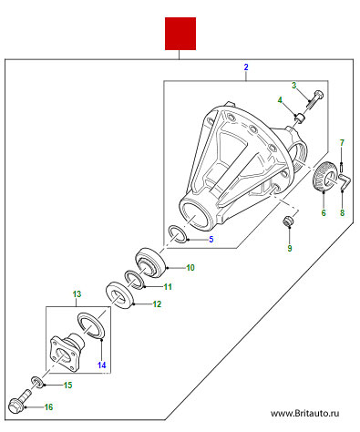 Передний редуктор (дифференциал переднего моста) Land Rover Defender 90 и Land Rover Defender 110 от 2014м.г., с 2-мя шпильками.