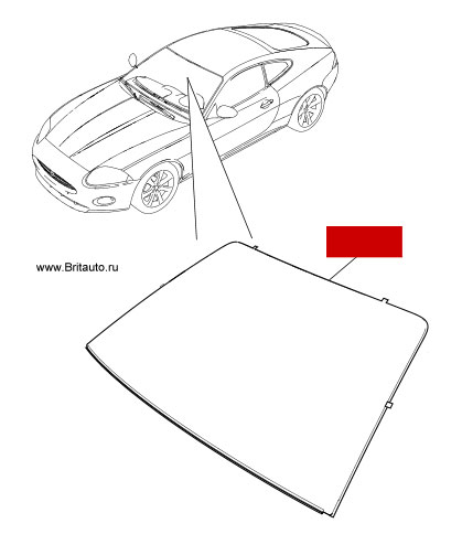 Стекло лобовое Jaguar XK от VIN: B13069 до VIN: B22084, с обогревом.