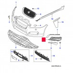Решетка бампера в спортивном стиле, закрытая боковая сетка, правая, Jaguar XF