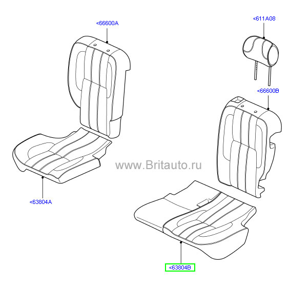 Обивка подушки заднего сиденья range rover 2010 - 2012, цвет: jet / ivory