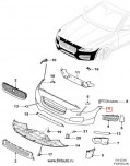 Передний бампер jaguar xf r-sport, в грунте, с омывателем фар под высоким давлением, с парктрониками, без защиты боковин при парковке