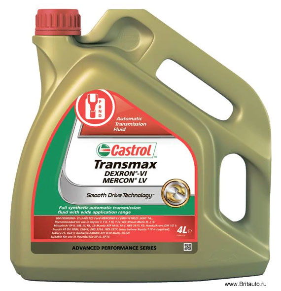 Трансмиссионное масло акпп castrol transmax dextron vi mercon lv, в расфасовке 4л.