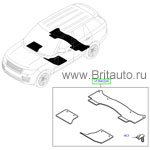 Ковры салона ворсовые премиум Range Rover 2013 - 2017, комплект на оба ряда кресел, Premium, цвет: Ebony, кромка: Ivory (слоновая кость). С металлическими уголками.