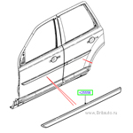 Молдинг правой передней двери Land Rover Freelander, верхний.