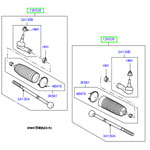 Комплект слева, М16, рулевая  тяга + наконечник + пыльник с хомутами, на LR Discovery 3, 4