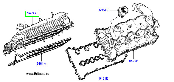 Коллектор впускной правый Range Rover 2002 - 2012 и Range Rover Sport 2005 - 2014, на 3,6Л Дизель, включая крышку головки цилиндра.