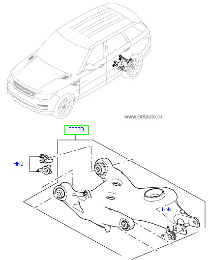 Рычаг задней подвески правый нижний в сборе Range Rover 2013 - 2021, Range Rover Sport 2014 - 2022.