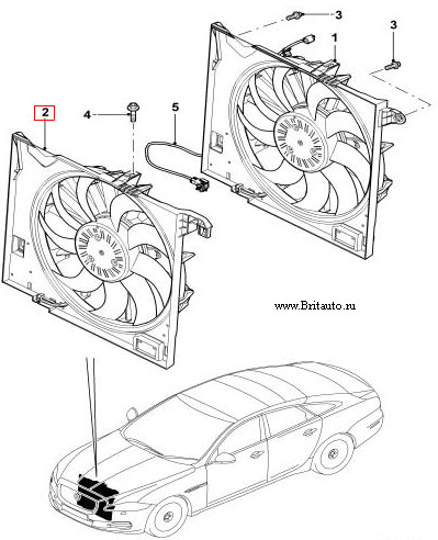 Вентилятор охлаждения двигателя основной на Jaguar XJ 3,0Л Бензин, до VIN: V39426