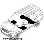 Комплект напольных ворсовых ковриков черных на Range Rover 2013  - 2017, на стандартный кузов SWB, с задним диваном