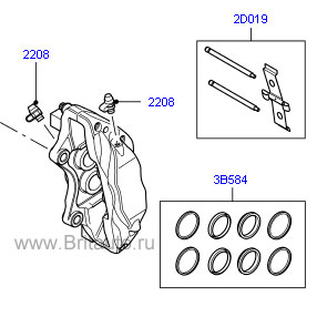 Правый передний суппорт тормозов, черный, на range rover 2002 - 2009, бензин 4,2л.