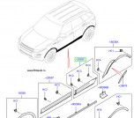 Наружный молдинг правой задней двери RR Evoque, 5-ти дверный кузов, со вставкой молдинга Atlas