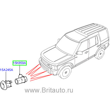 Датчик парковки передний наружный land rover discovery iii и lr freelander, черныйi