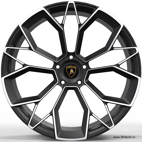 Кованый колесный диск 10,5 x r23  kahn type 53 lamborghini urus, цвет: shadow chrome on black diamond (черные со шлицами затемненный хром). на переднюю пару.