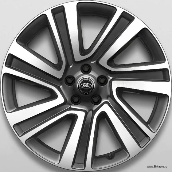 Колесный диск R22 Range Rover 2022 - 2025, Range Rover Sport 2023 - 2025, Style 7023, модель: Sharkfin, цвет: Fin Black Diamond Tuned (черный, с полированными гранями). Оригинал Land Rover. 