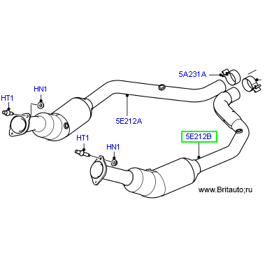 Каталитический нейтрализатор левый Range Rover 2013 - 2016 и Range Rover Sport 2014 - 2016, на 5,0Л Бензин