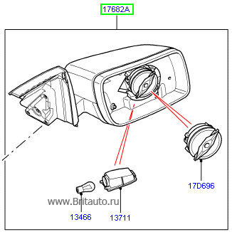 Зеркало левое наружное range rover 2002 - 2009, с электроприводом складывания, функцией запоминания положения, с подсветкой входа, с электрохроматическими характиристиками.