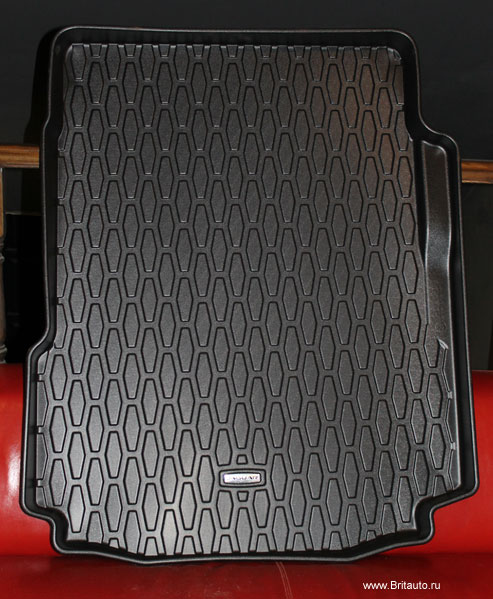 Коврик с бортами в багажник Jaguar XF 2016 - 2023, черный, на автомобили с узким запасным колесом - докаткой.