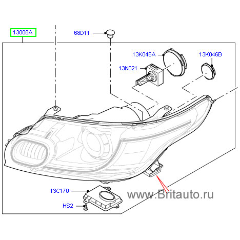 Фара правая адаптивный биксенон на range rover sport 2014 all new