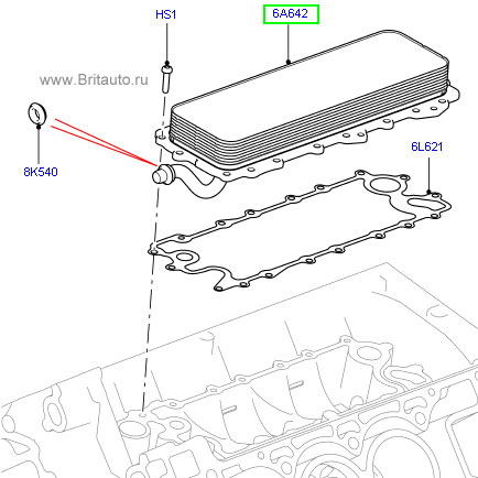 Масляный радиатор 5,0Л Бензин на Land Rover Discovery, Range Rover 2002 - 2019, Range Rover Sport 2010 - 2019