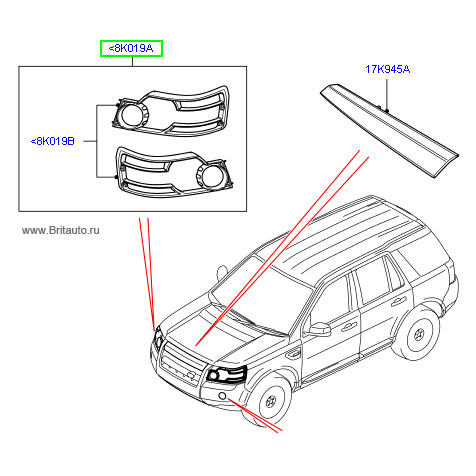 Комплект защитных решеток передних фар LR Freelander 2