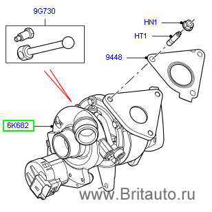 Турбокомпрессор (турбина) левый range rover 2002 - 2012