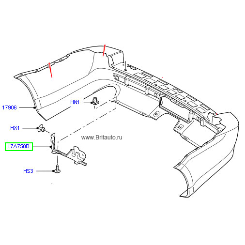 Кронштейн крепления заднего бампера правый на range rover sport 2005 - 2013 и lr discovery iii и iv