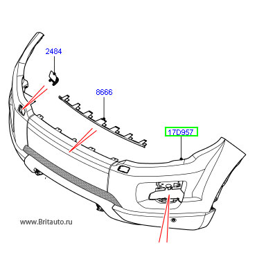 Бампер передний Range Rover Evoque, комплектация  Pure / Prestige, с омывателем фар, парктрониками и камерой системы обеспечения видимости.