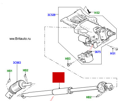 Вал рулевой нижний рулевой колонки Range Rover 2013 - 2019, Range Rover Sport 2014 - 2019, Land Rover Discovery 5