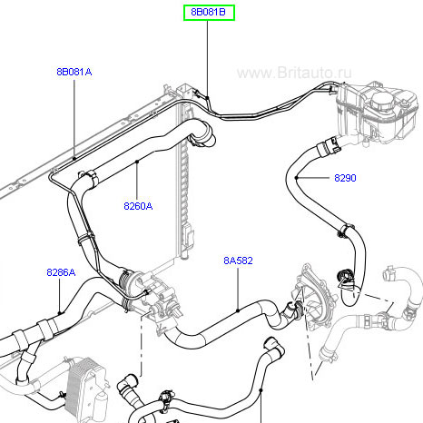 Сливной шланг, магистраль дегазации радиатора на range rover evoque