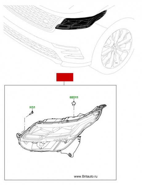 Фара передняя правая светодиодная Range Rover Velar, тип Premium