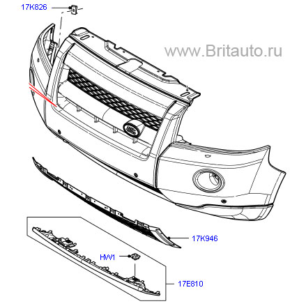 Передний бампер frelander 2 в сборе, частично окрашенный, с птф, с передней системой помощи при парковке, с омывателями фар.