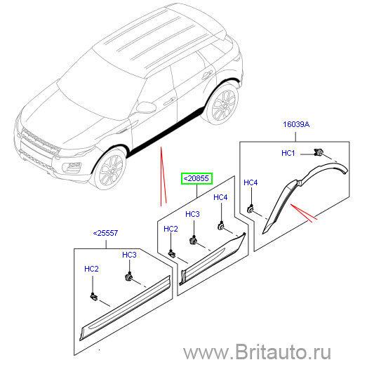 Наружный молдинг двери, левый, загрунтованный, range rover evoque 5-ти дверный