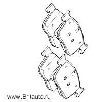 Комплект тормозных колодок передних R18 Jaguar XE и Jaguar XF 2021 - 2022, от VIN: CP000001, безасбестовые, с нулевым содержанием меди.