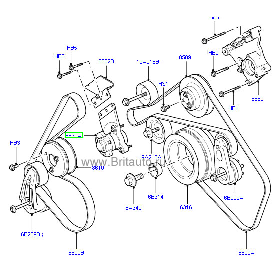 Кронштейн шкива range rover 2002 - 2012 и range rover sport 2005 - 2013, на 4,2l supercharged v8