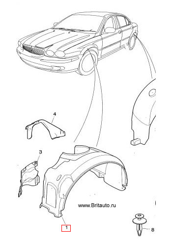 Подкрылок - локер левый передний колесной арки Jaguar X-Type