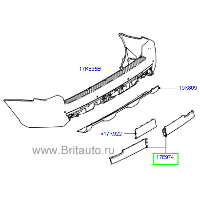 Накладка правая заднего бампера range rover 2010 - 2012 body-kit