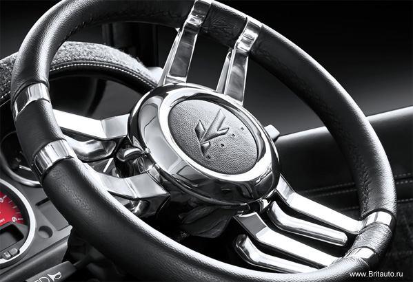 Рулевое колесо Kahn Design, с 3-мя двойными хромированными спицами, черная кожа. 