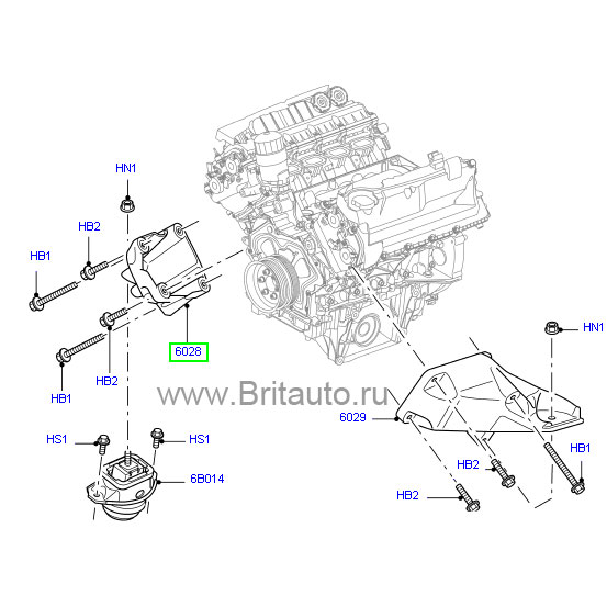 Кроншейн опоры двигателя 5,0Л Бензин правый land rover discovery 4 , range rover sport 2010 - 2013