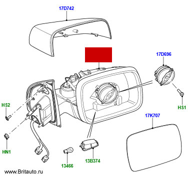 Корпус зеркала бокового заднего вида левого, Land Rover Freelander 2, с функциями складывания, обогрева, подсветкой входа, памятью положения, с крышкой в цвет кузова. 